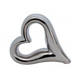 Corazón metálico grande Gemma plateado